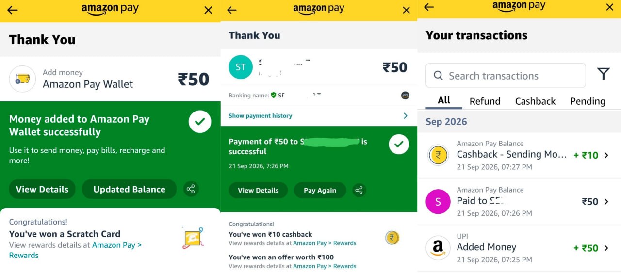 Amazon Pay ₹10 Cashback Offer