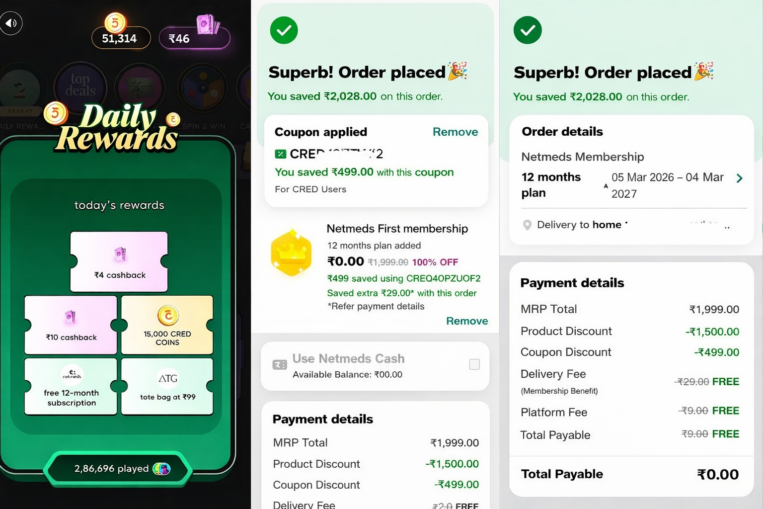 CRED Netmeds Membership Offer free membership reward