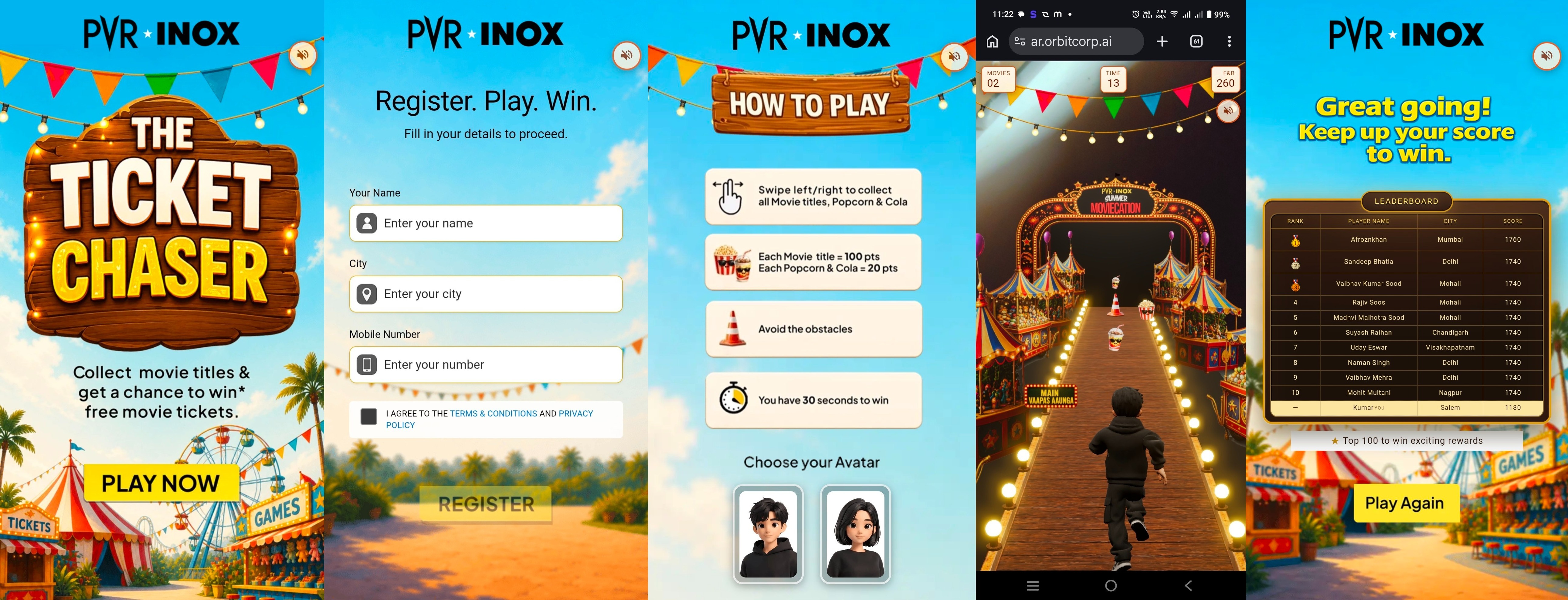 PVR INOX Ticket Chaser Game Win 100 Rupees Movie Voucher