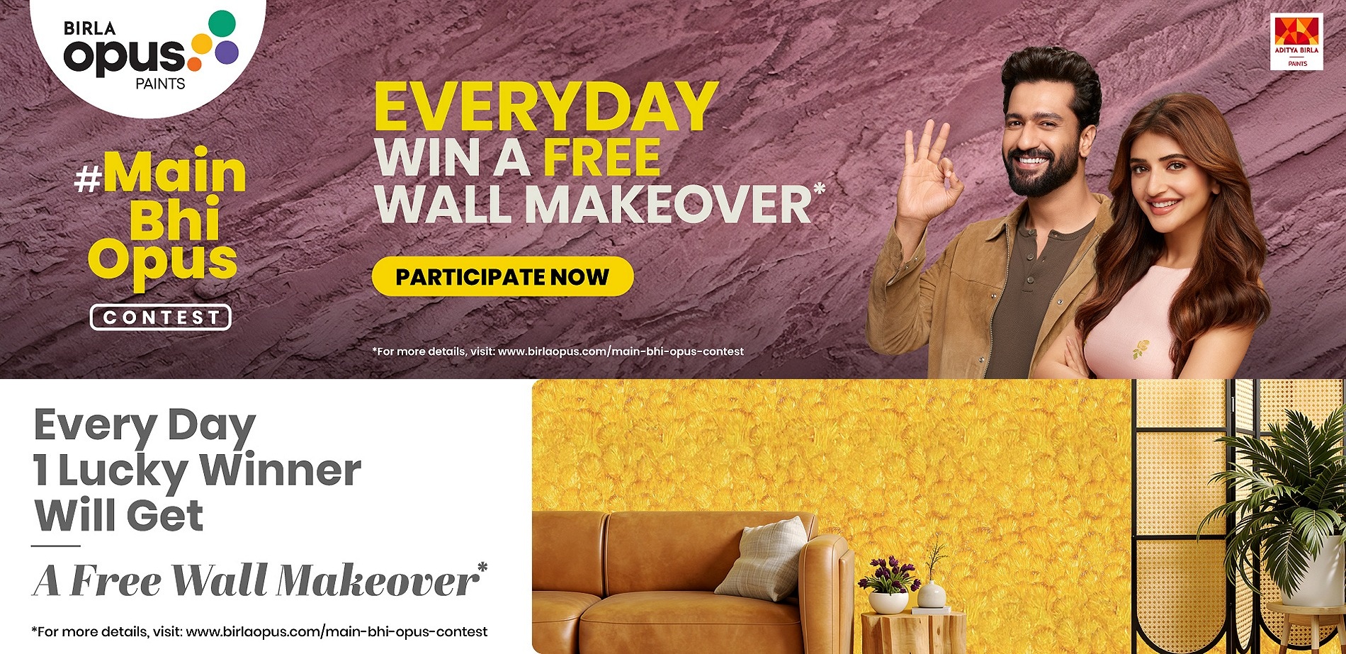 Birla Opus Main Bhi Opus Contest 2026 - Win a Free Wall Makeover Every Day