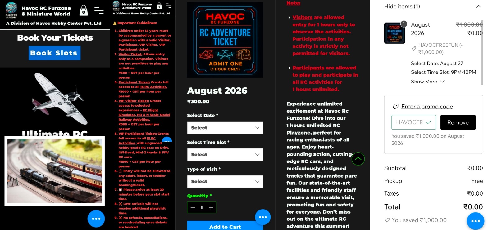 Havoc Free Tickets RC Funzone and Sim Podium