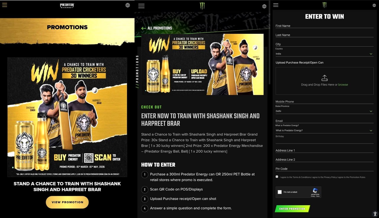 Predator Energy Drink Offer 2026 win cricket training with Shashank Singh