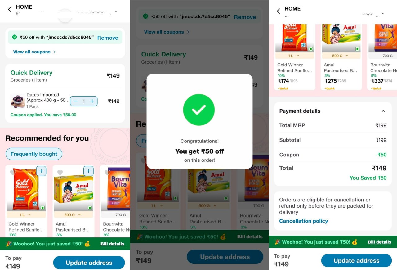 jiomart quick ₹50 off code 2026 Instant Discount