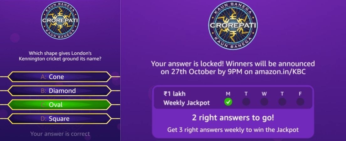 Amazon KBC Quiz Answers 26 October 2026