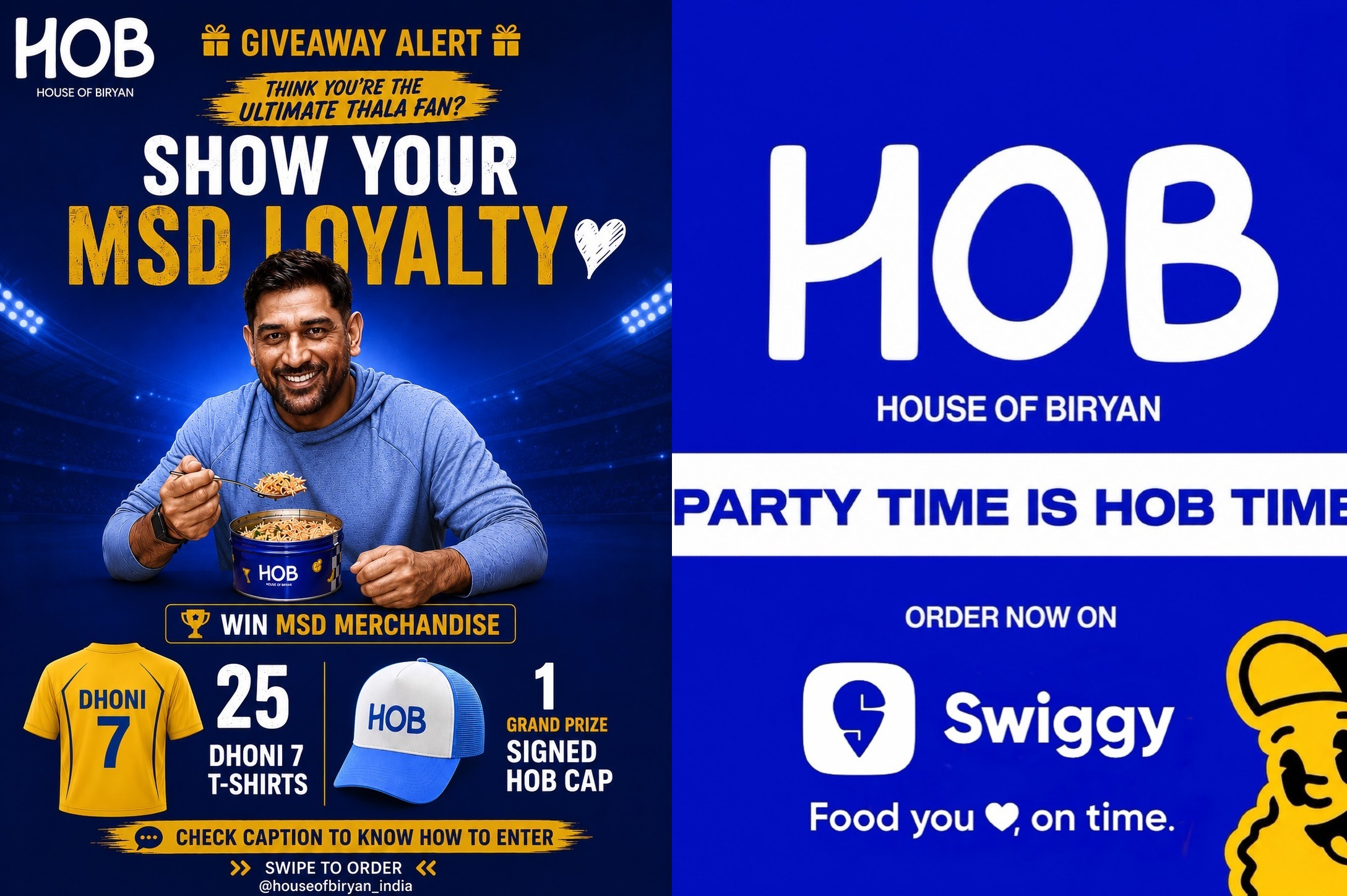 House of Biryan MSD Giveaway Contest – Win 25 Dhoni 7 T-Shirts and Signed HOB Cap