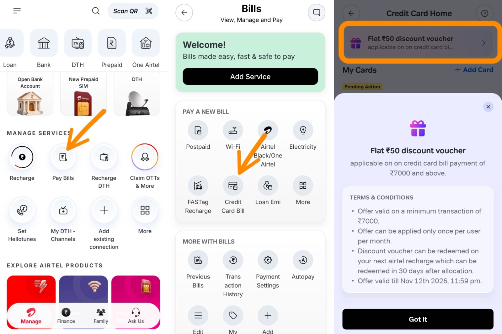 Airtel Credit Card Bill Payment Offer