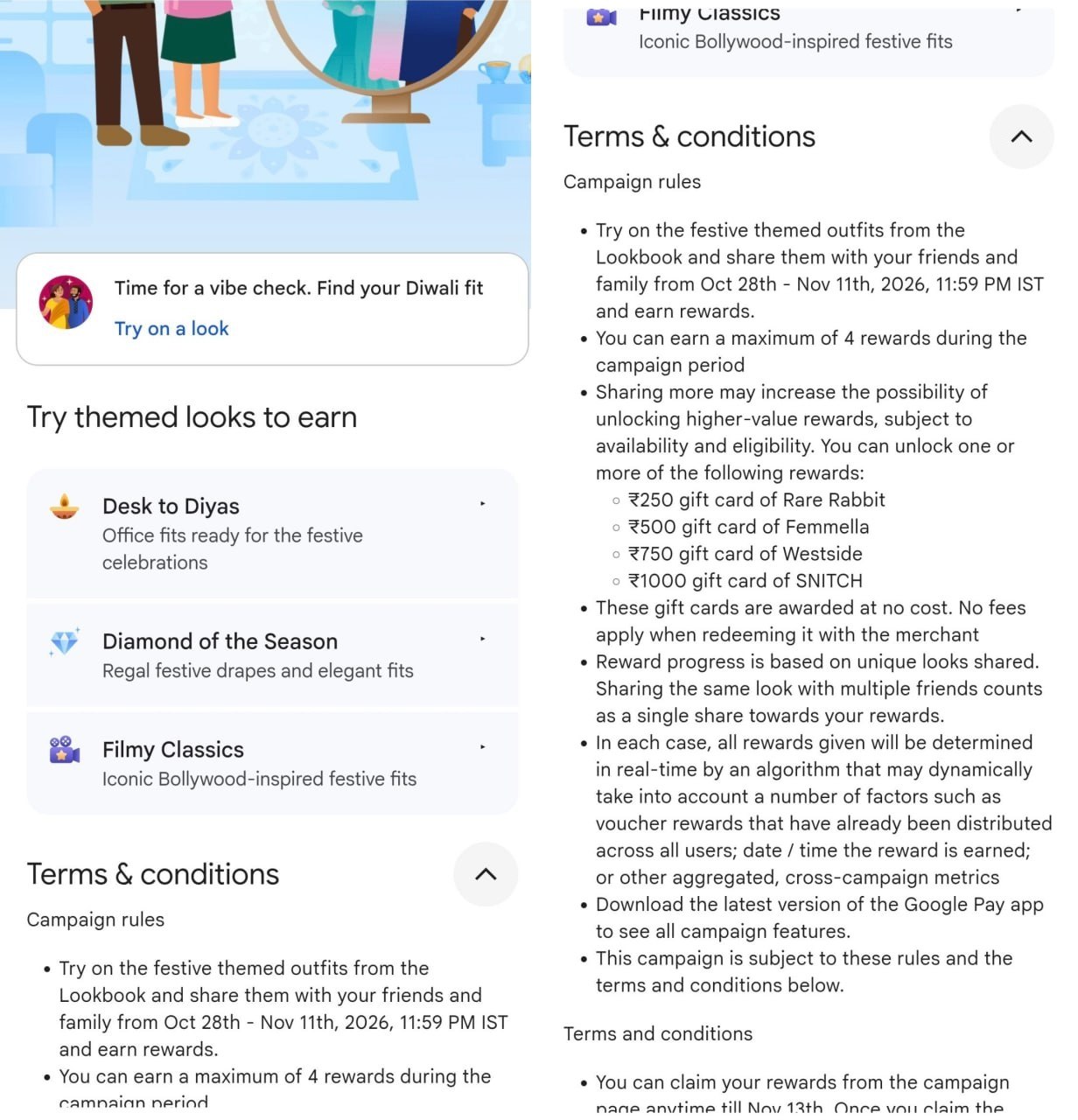 Google Pay Lookbook Festive Offer