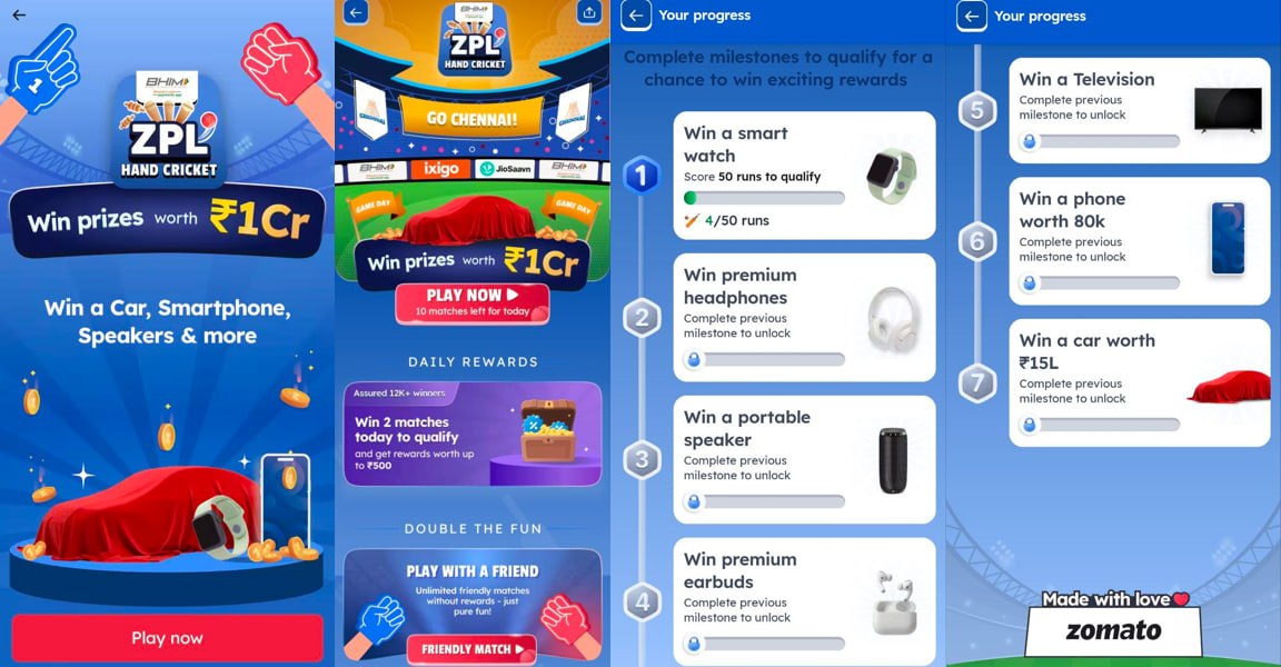 Zomato ZPL Hand Cricket Offer 2026