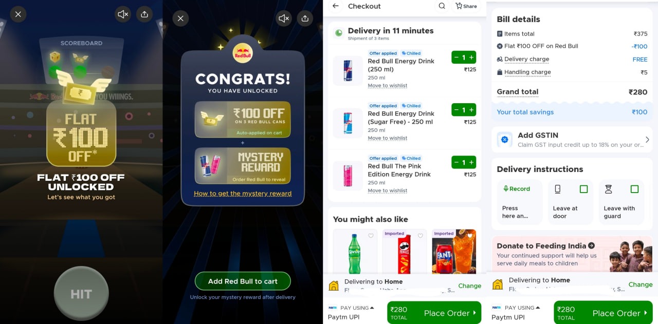 Blinkit Red Bull Game Offer 2026 - Win ₹100 OFF + Free Red Bull Rewards