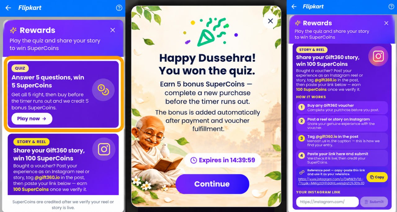 Flipkart X Gift360 Offer
