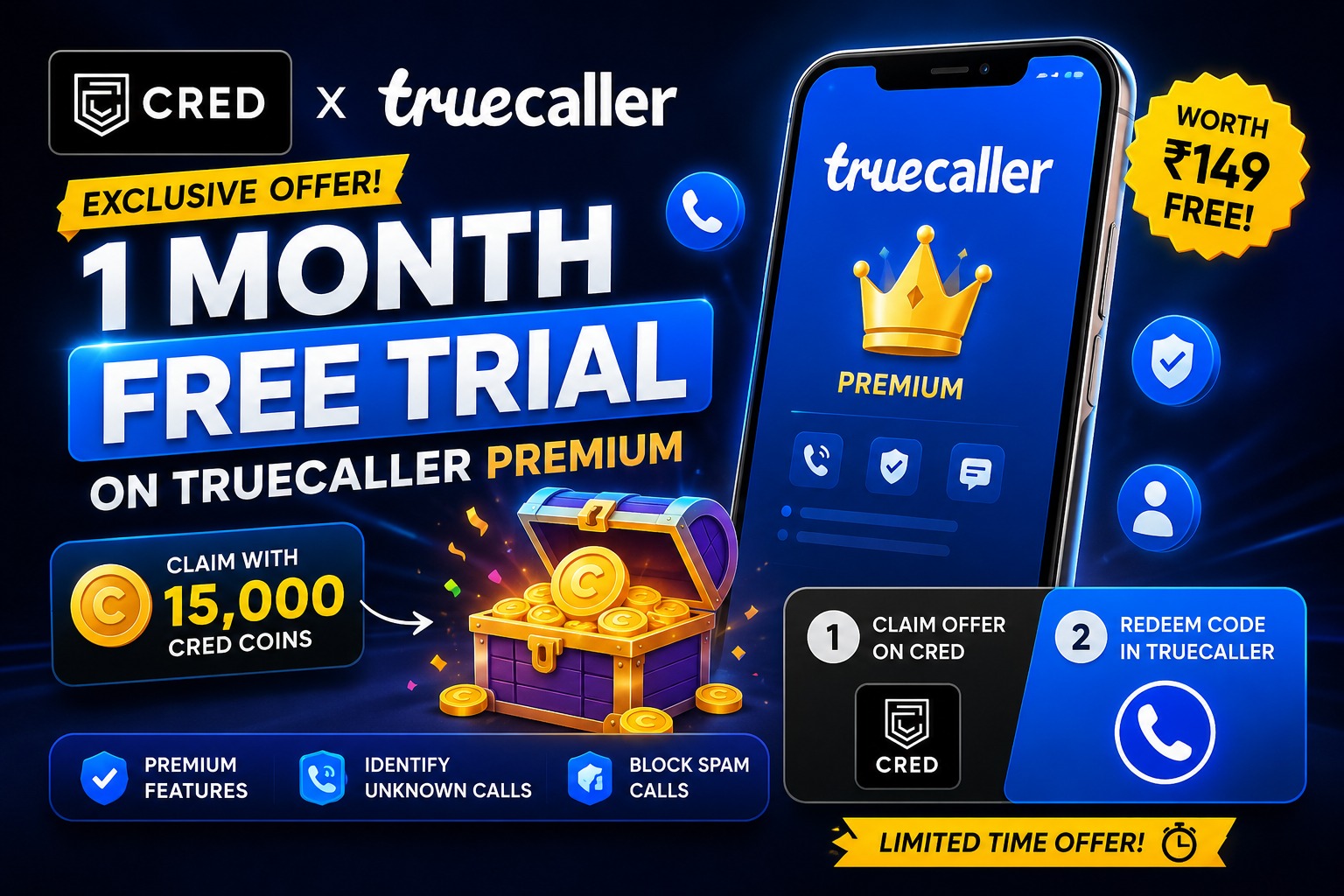 CRED Truecaller Free Trial 1 Month