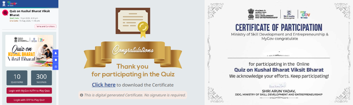 Kushal Bharat Viksit Bharat Quiz 2026 – Win Free Skill India Kit