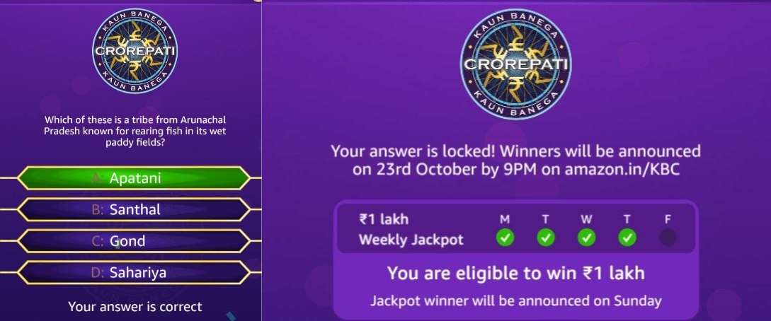 Amazon KBC Quiz Answers 22 October 2026