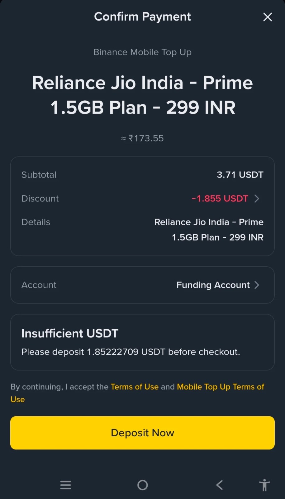 Binance Jio Recharge Offer 2026 discount screenshot