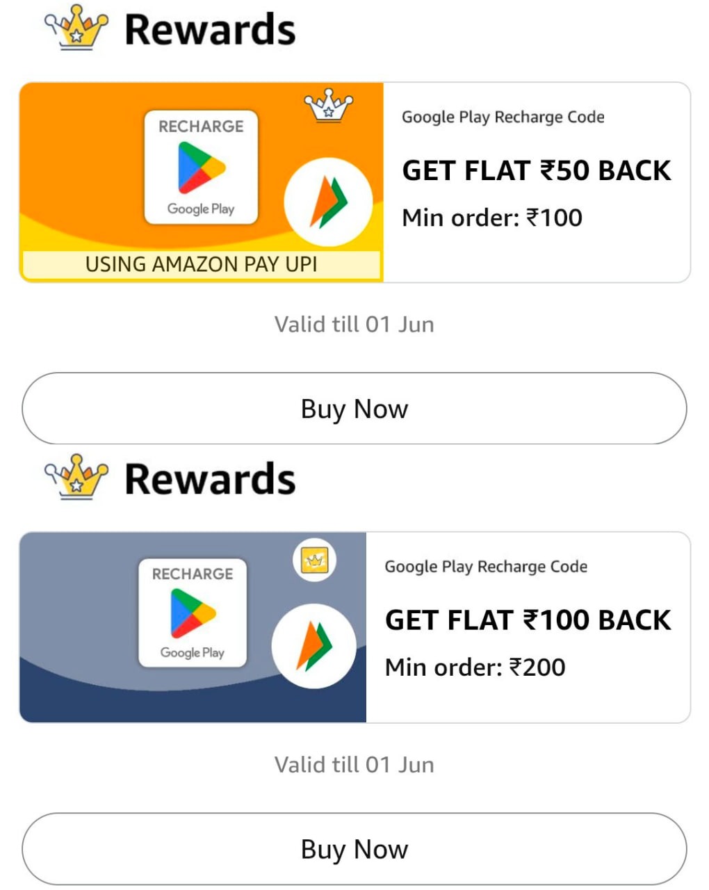 Exclusive Amazon Google Play Recharge Cashback Offer