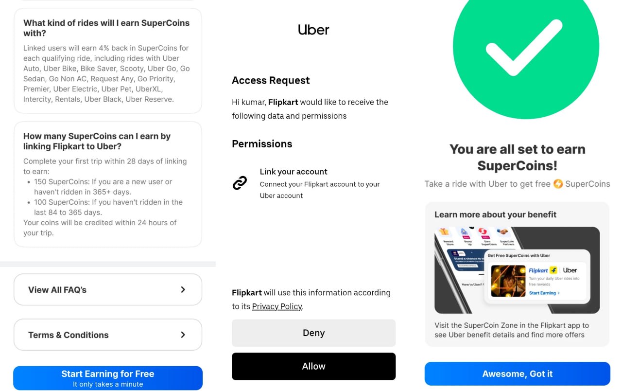 Flipkart Uber SuperCoins Offer 2026 - 4 percent cashback