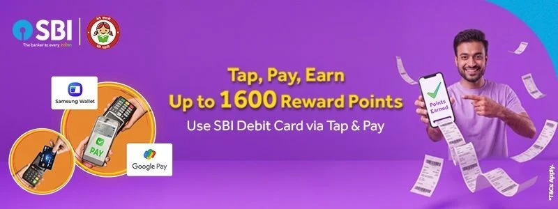SBI Debit Card Tap & Pay 20% Cashback Offer with 1600 Reward Points