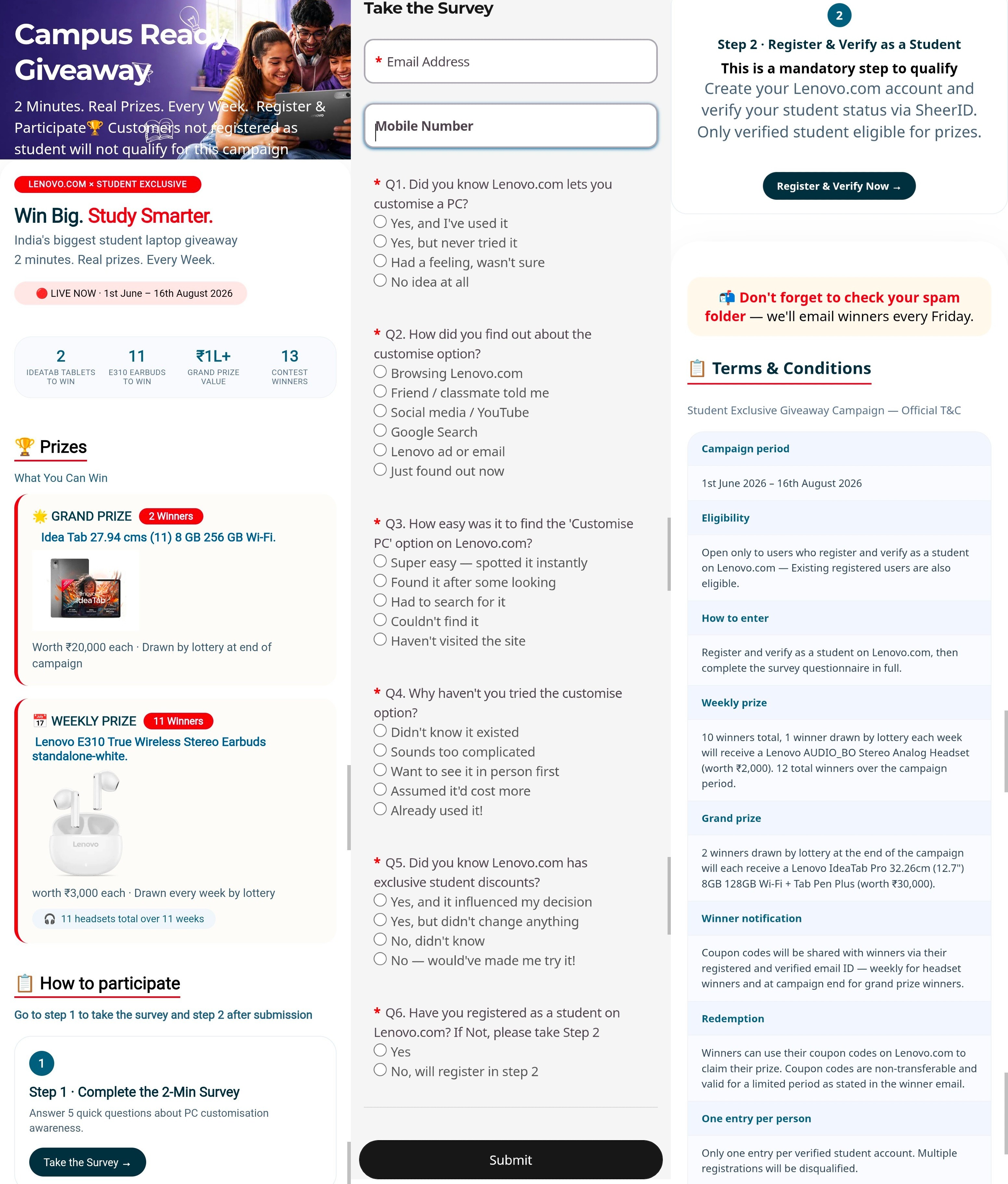 Lenovo Campus Ready Giveaway student contest