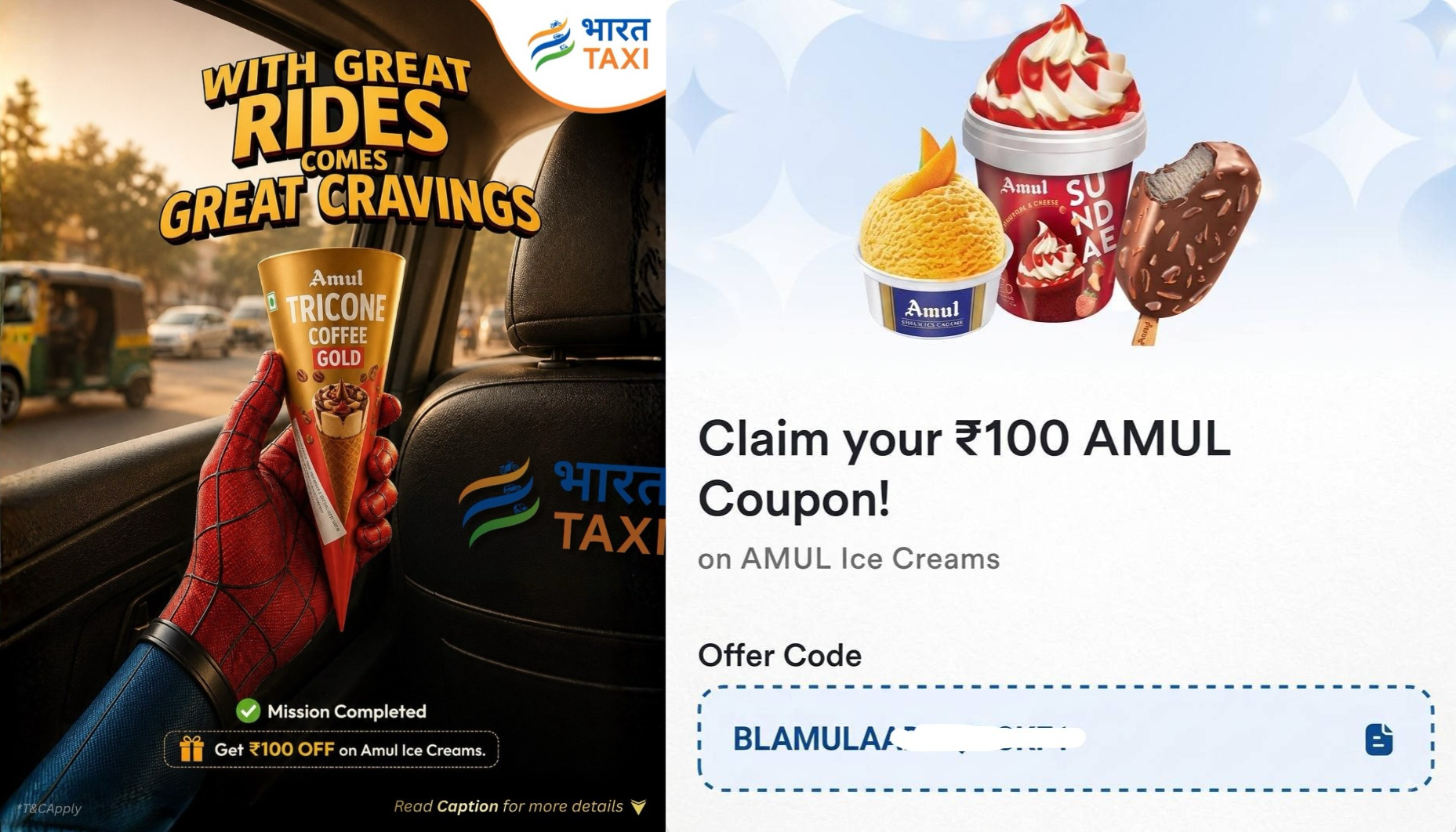 Bharat Taxi Amul Ice Cream Voucher – Get ₹100 Reward After Every Ride