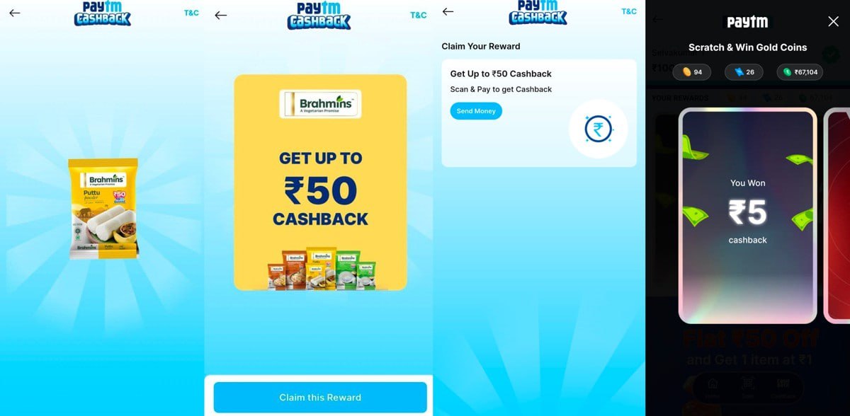 Brahmins Paytm Cashback Offer earn ₹50 cashback on grocery products in India