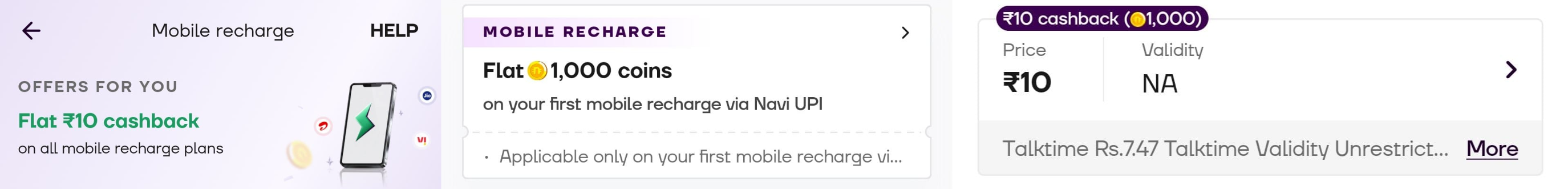 Navi Free ₹10 Mobile Recharge Cashback Offer