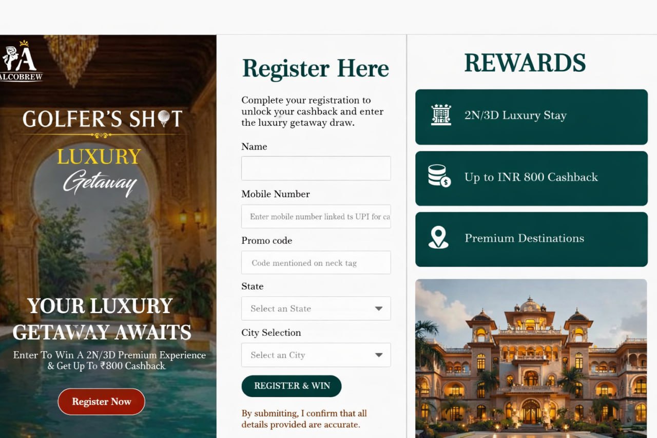 Golfer's Shot Luxury Getaway Offer win 2 nights 3 days premium experience