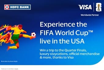 HDFC FIFA World Cup Offer 2026 Spend ₹1 lakh on VISA cards & win USA trip