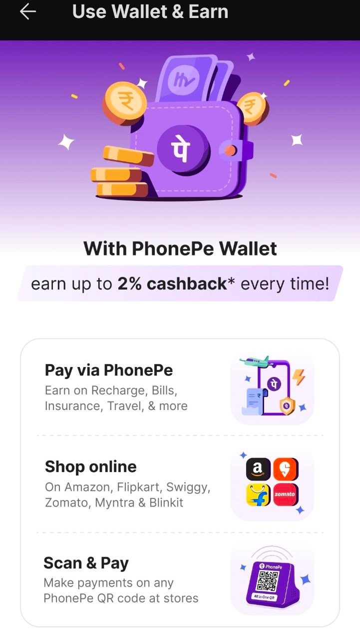 PhonePe Wallet Cashback Offer 2026 Earn 2 Percent Cashback