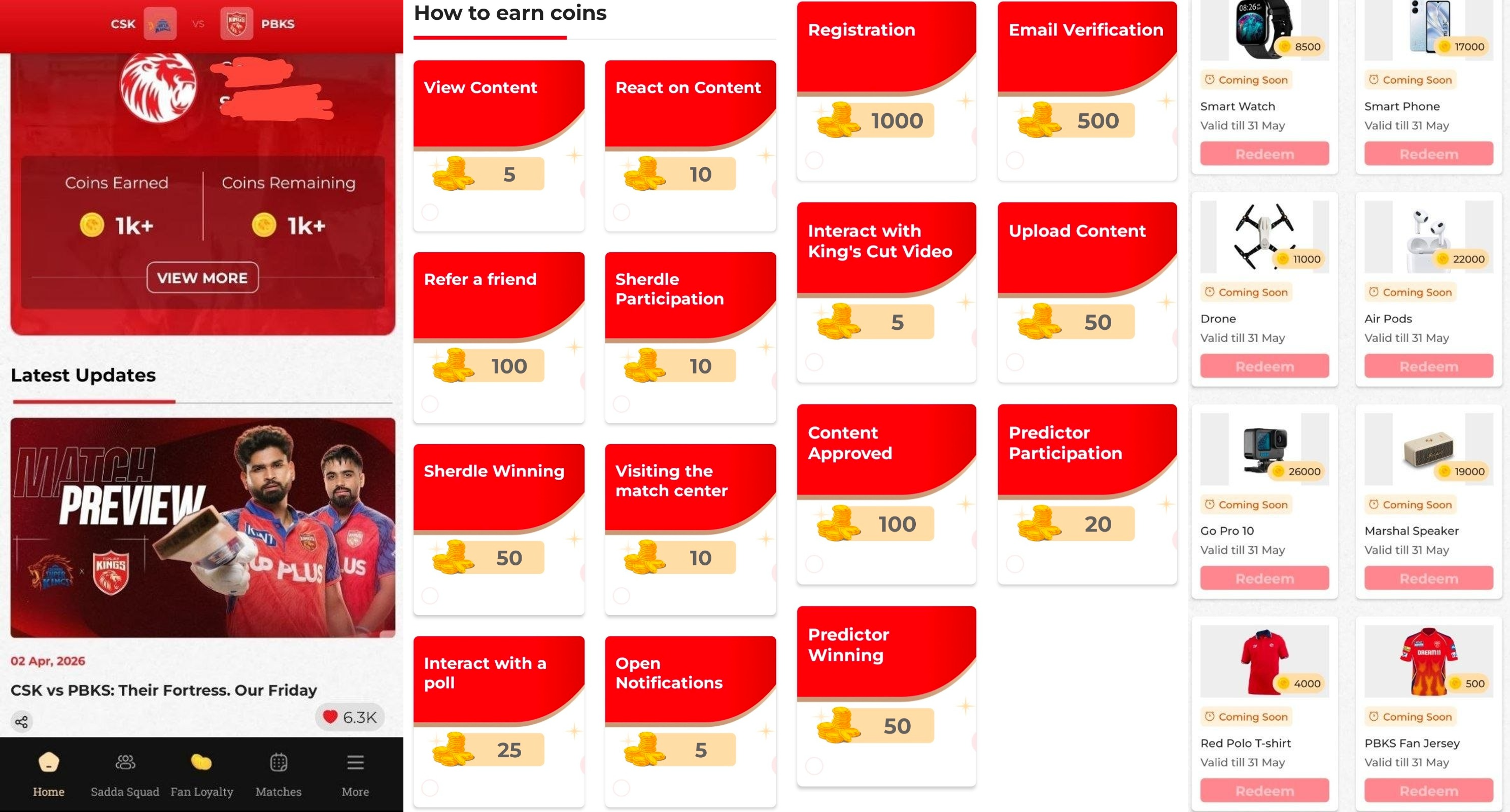 Punjab Kings App Coins Offer - Get 1000 Coins & Redeem Exciting Prizes