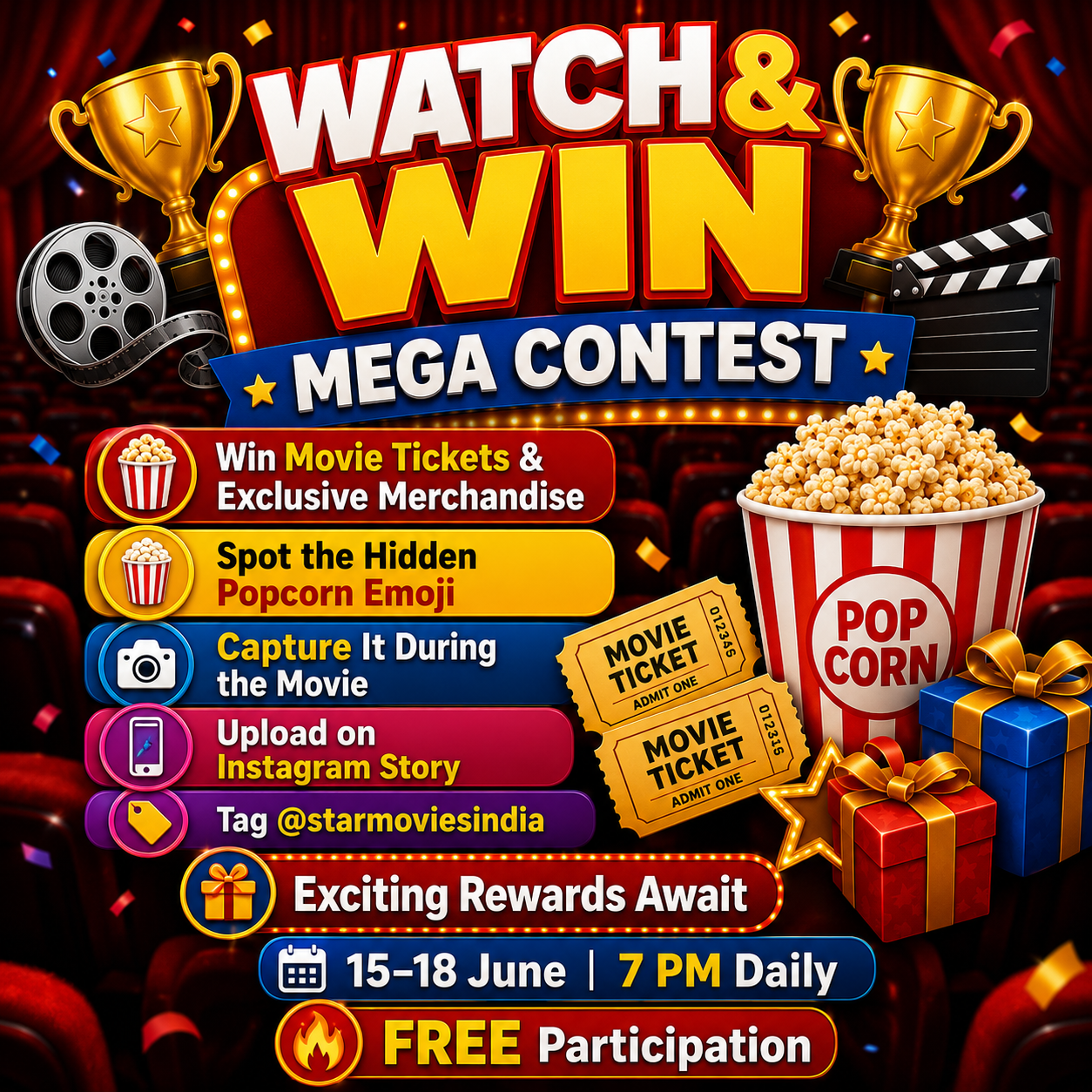 Star Movies Watch and Win Contest with movie tickets and merchandise prizes