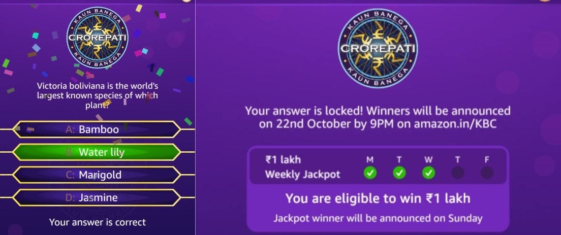 Amazon KBC Quiz Answers 21 October 2026