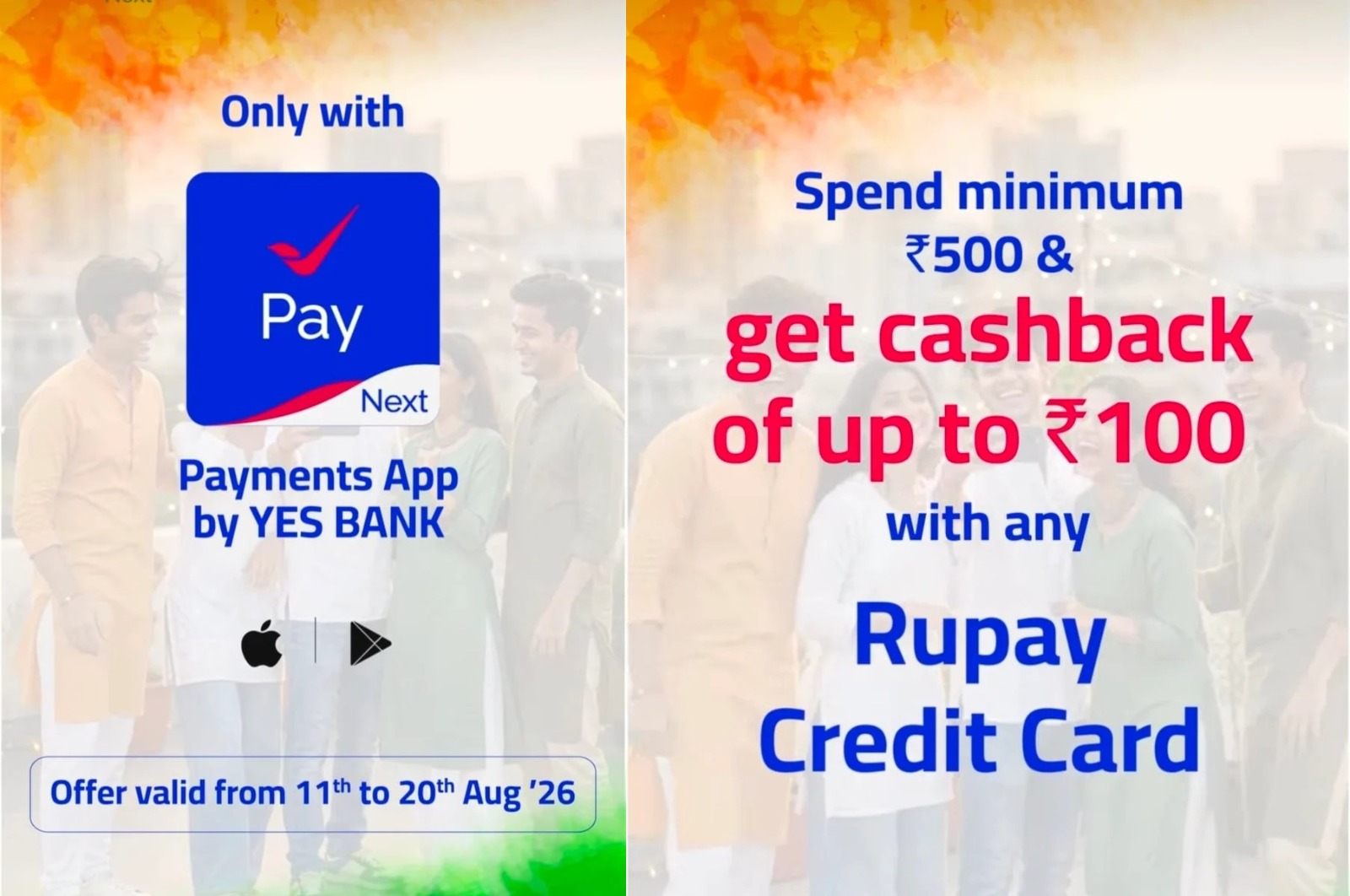 YES PAY Next RuPay Credit Card Cashback Offer
