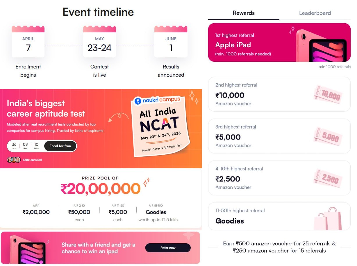 Naukri NCAT Referral Offer