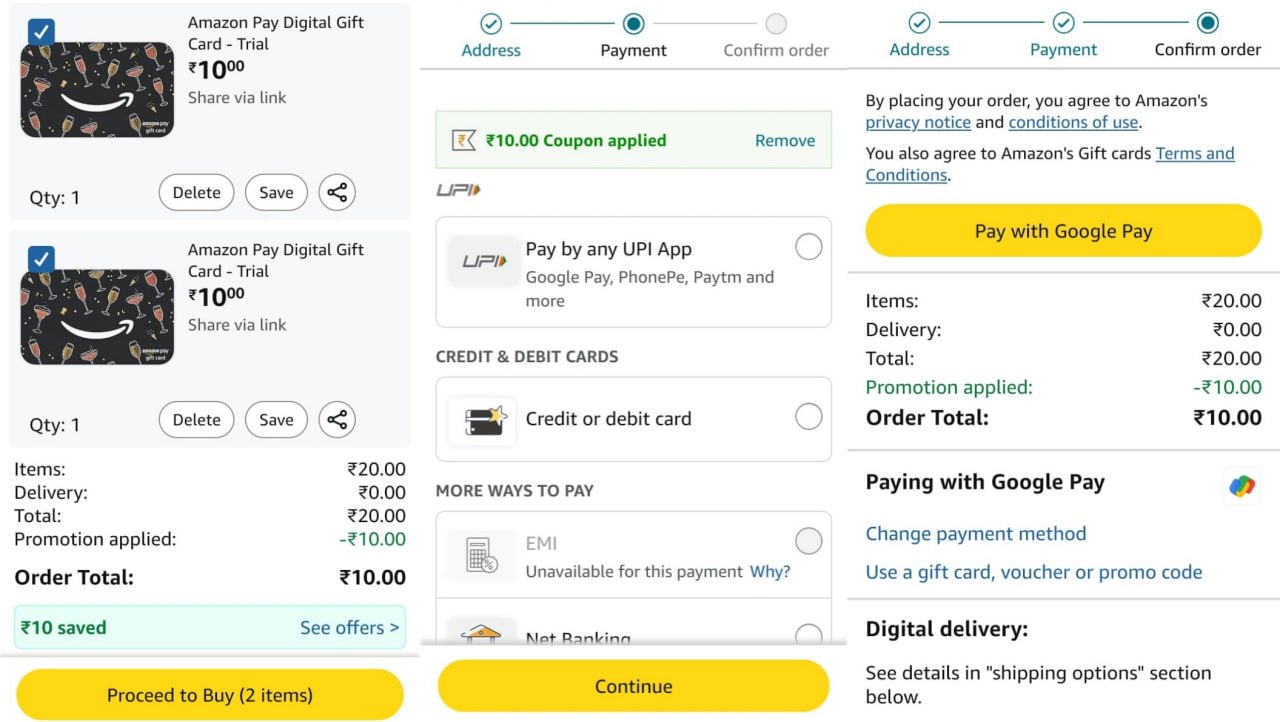 Amazon Pay Gift Card Buy 1 Get 1 Free