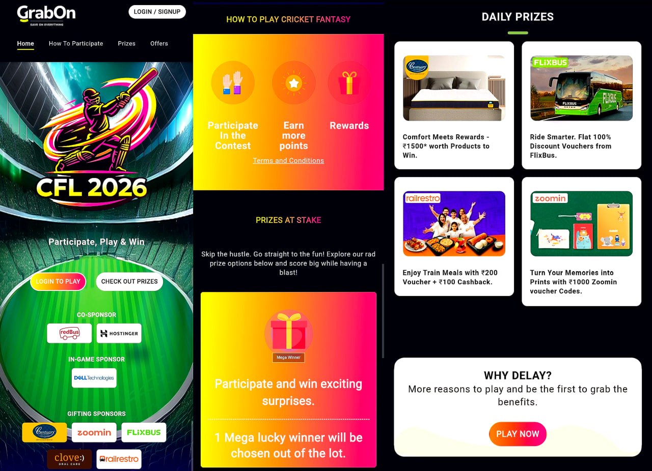 Join the GrabOn CPL 2026 Contest and win exciting daily prizes