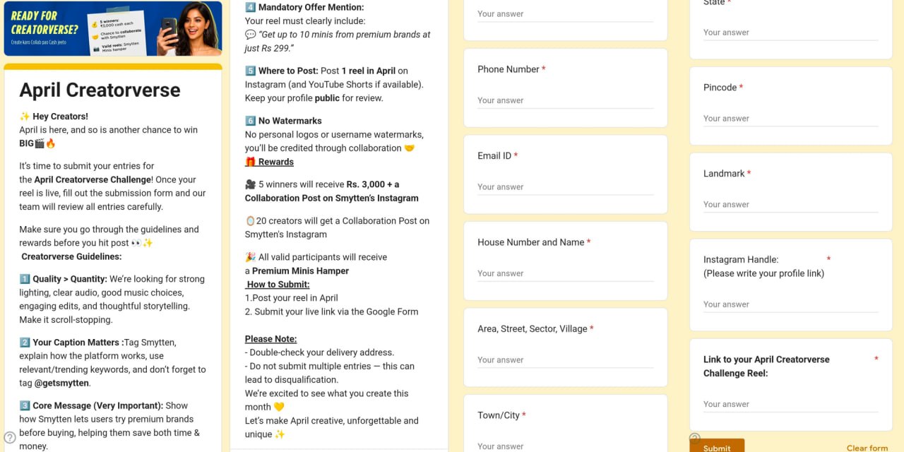 Smytten Creatorverse Challenge April 2026