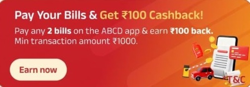 ABCD App ₹100 Cashback Offer Pay 2 Bills