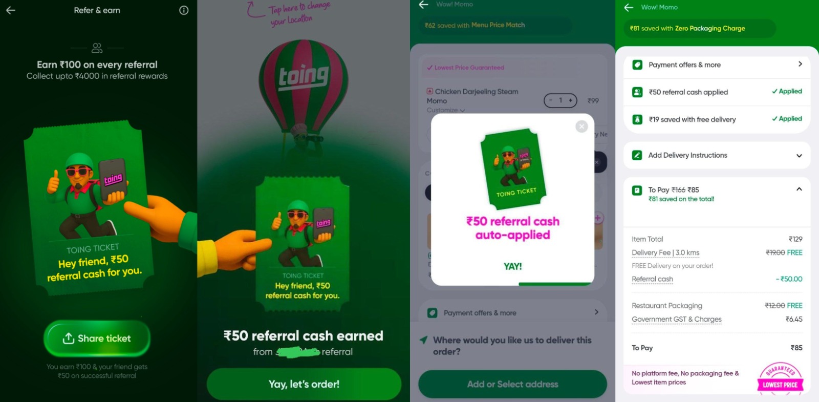 Toing ₹50 Referral Cash Offer Signup Bonus
