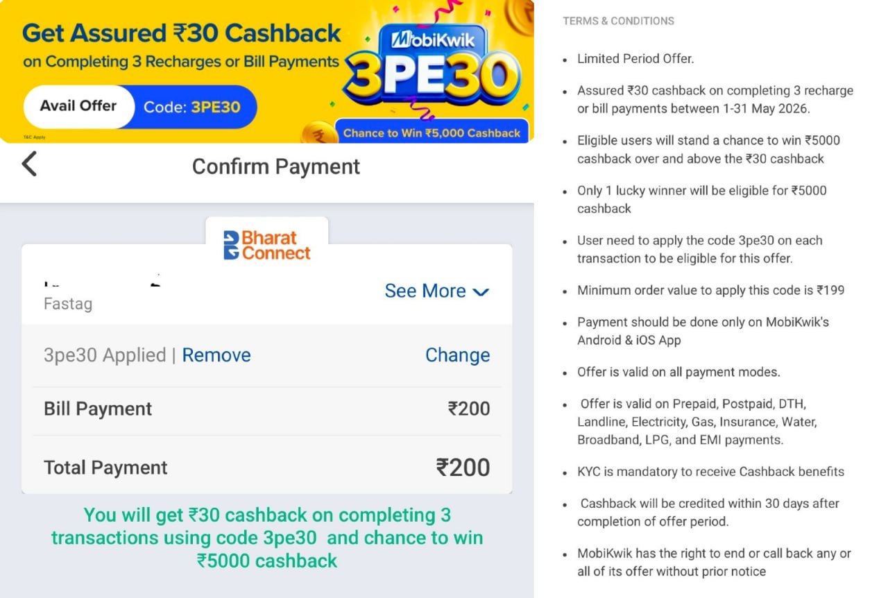 Mobikwik 3PE30 Offer