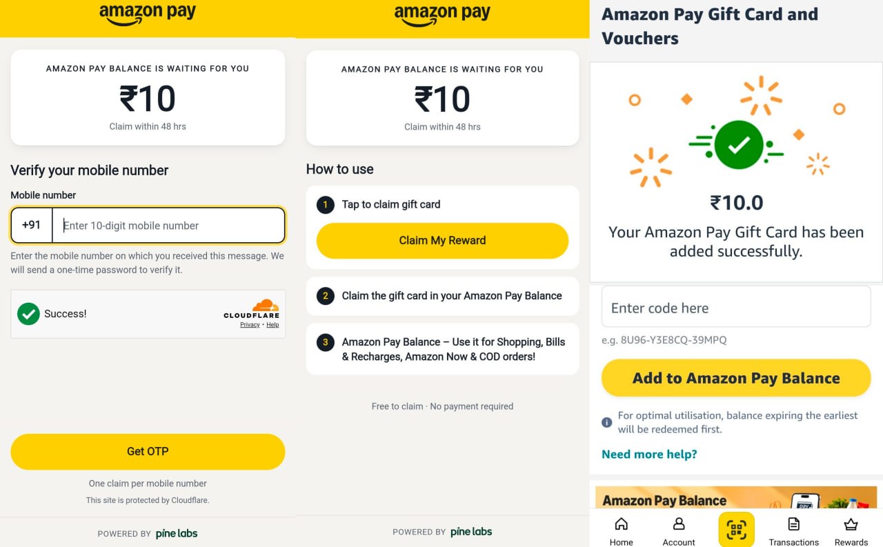 WooHoo Free ₹10 Amazon Pay Gift Card
