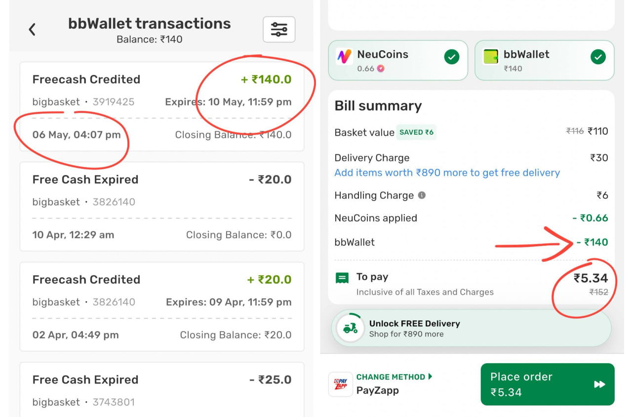 BigBasket Wallet ₹140 Credit Offer 2026