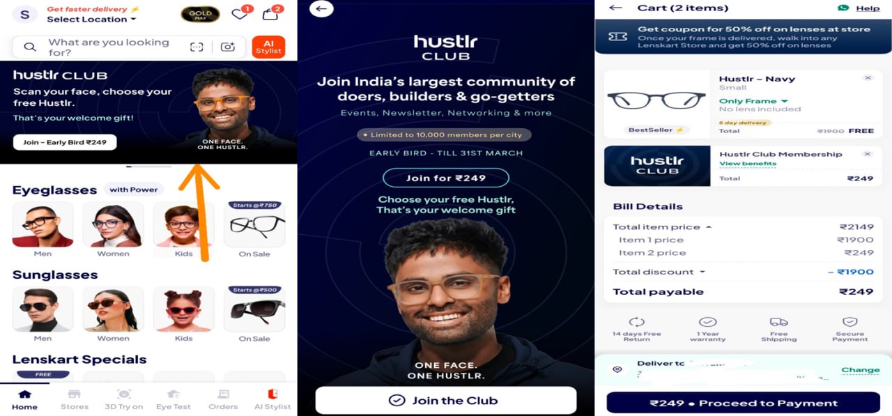 Lenskart Hustlr Club Offer Frame 50 Percent Off Lenses Offer 2026