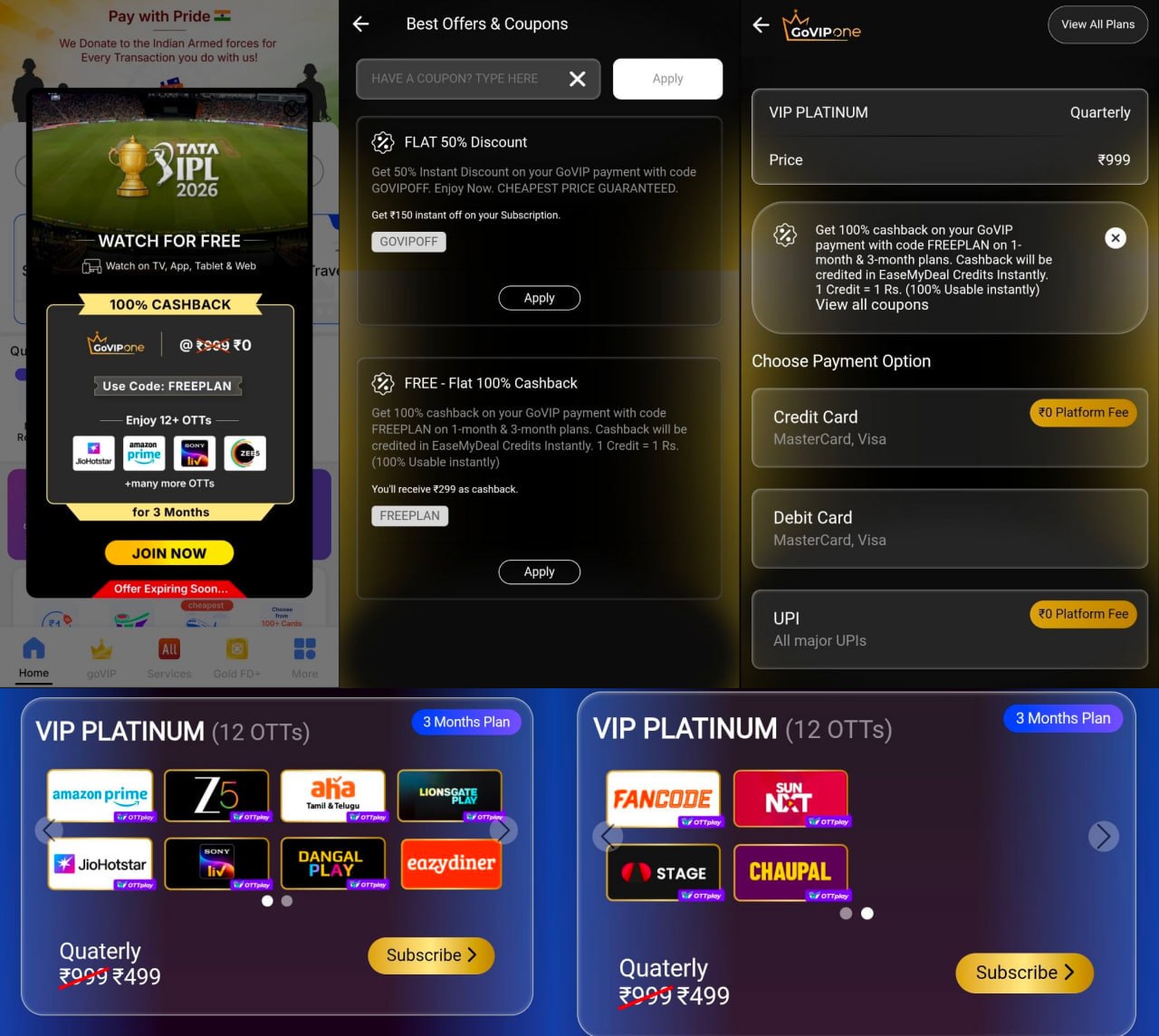 GoVIP OTT Offer 2026 get 12 OTT subscriptions free