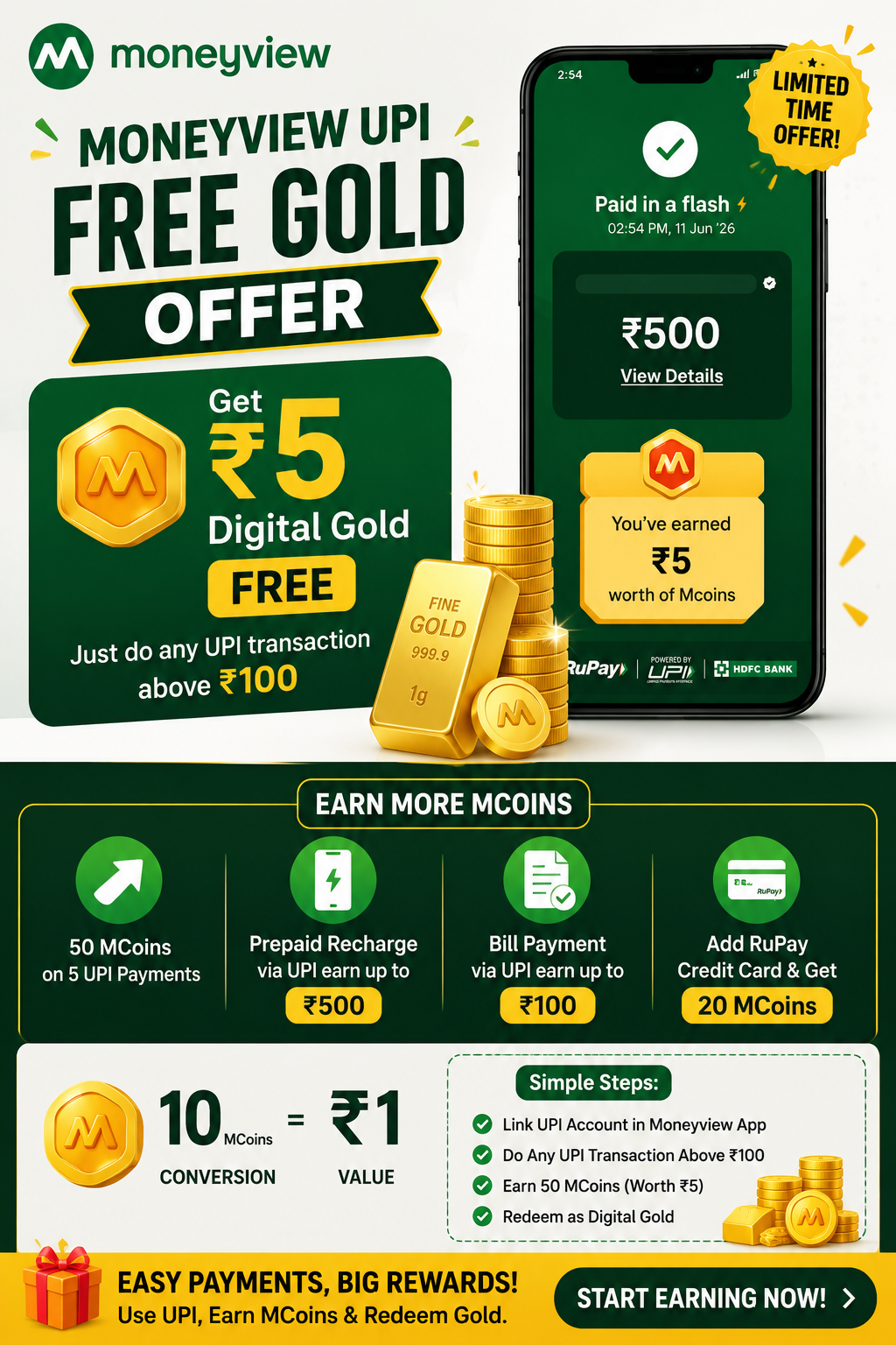 Moneyview UPI Free Gold Offer