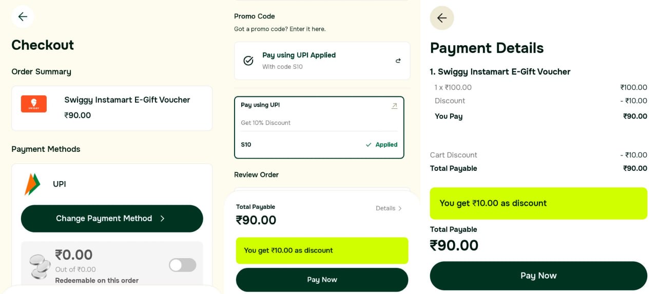 Swiggy Instamart Gift Card 10% Off
