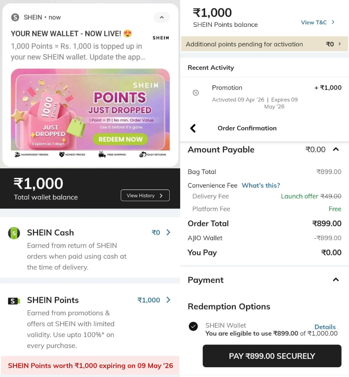 SHEIN Wallet Points Offer 2026