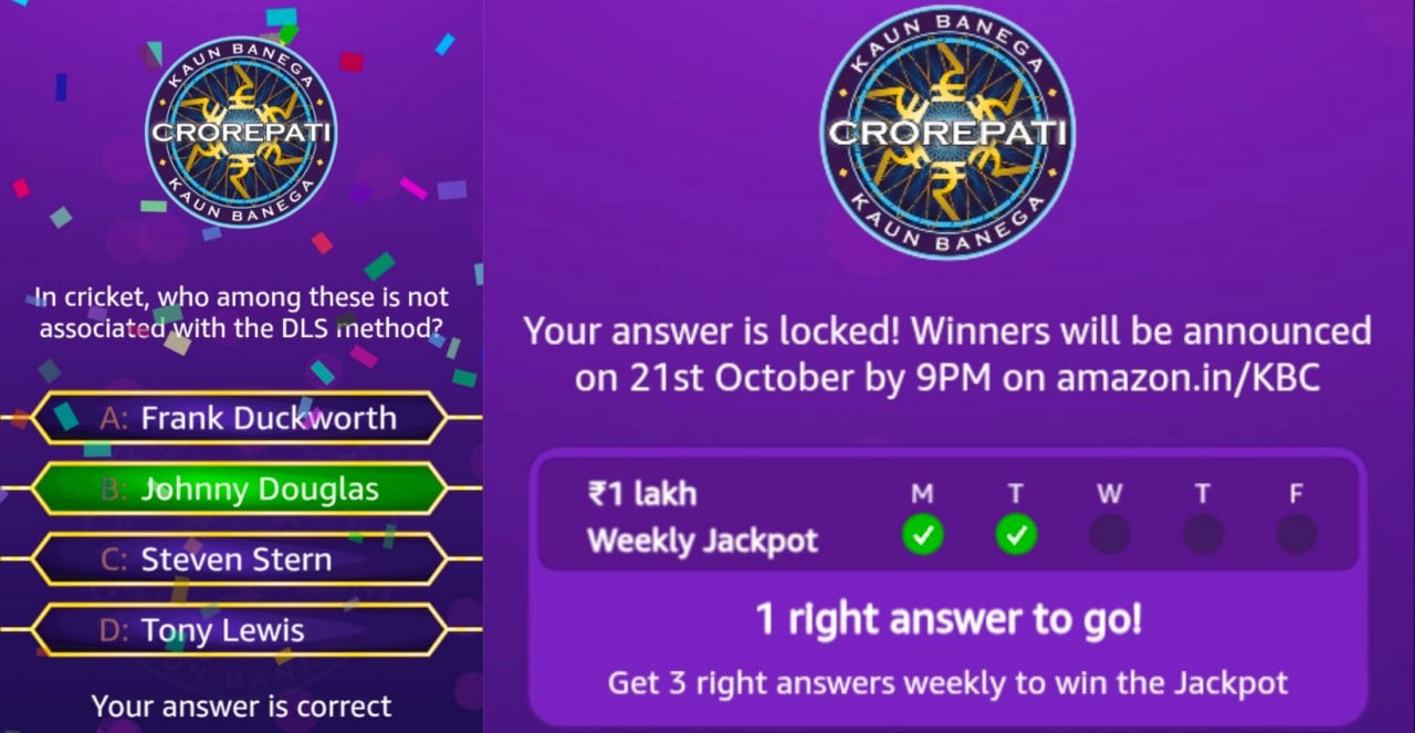 Amazon KBC Quiz Answers 20 October 2026

