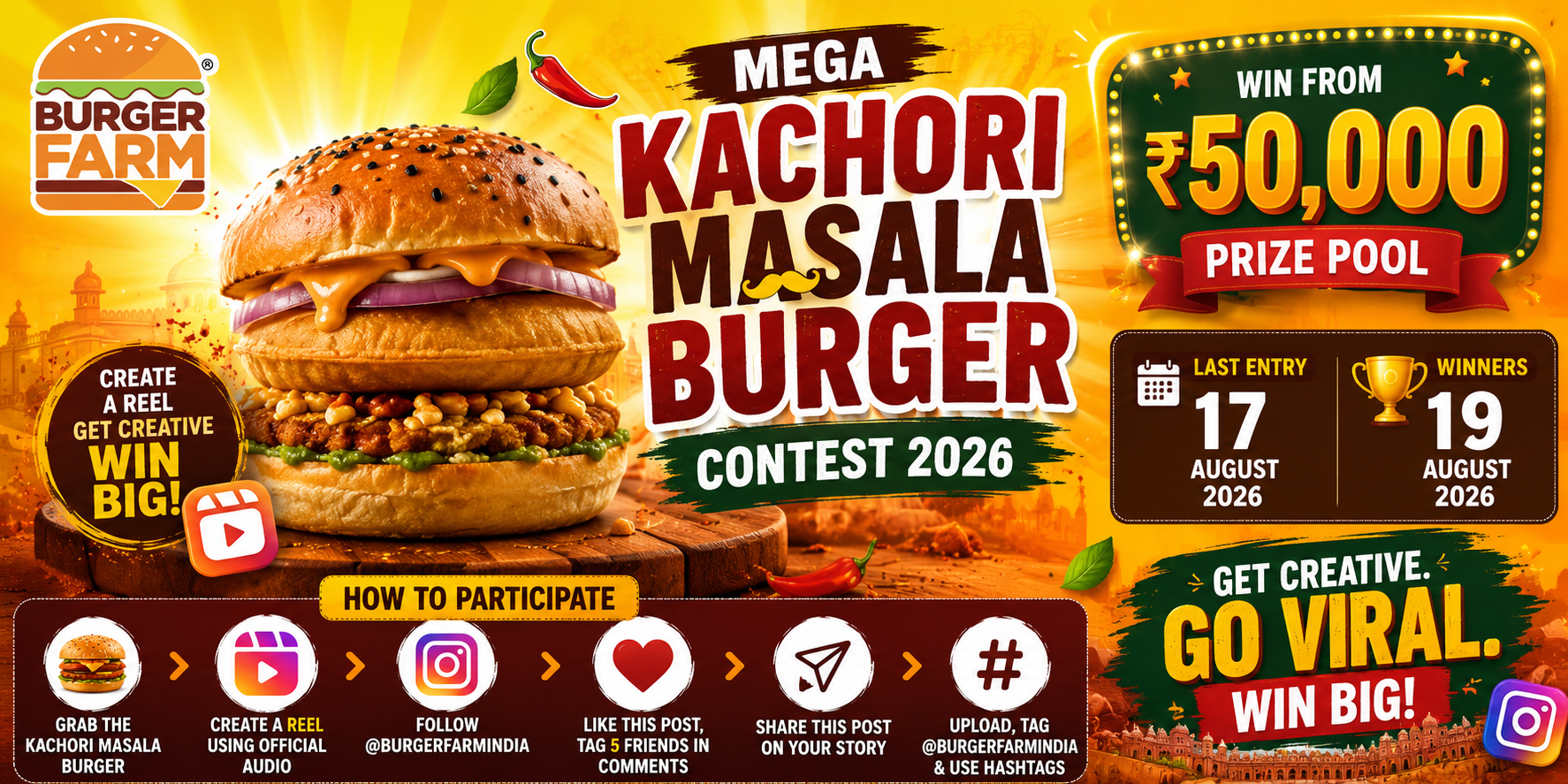 Burger Farm Kachori Masala Burger Contest 2026 – Win ₹50,000 Prize Pool