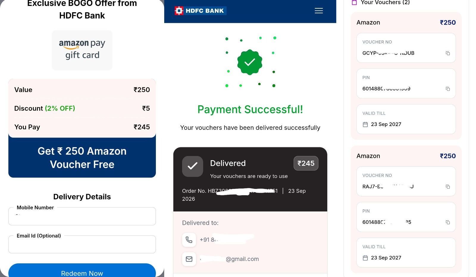 HDFC Business Credit Card BOGO Gift Card Offer