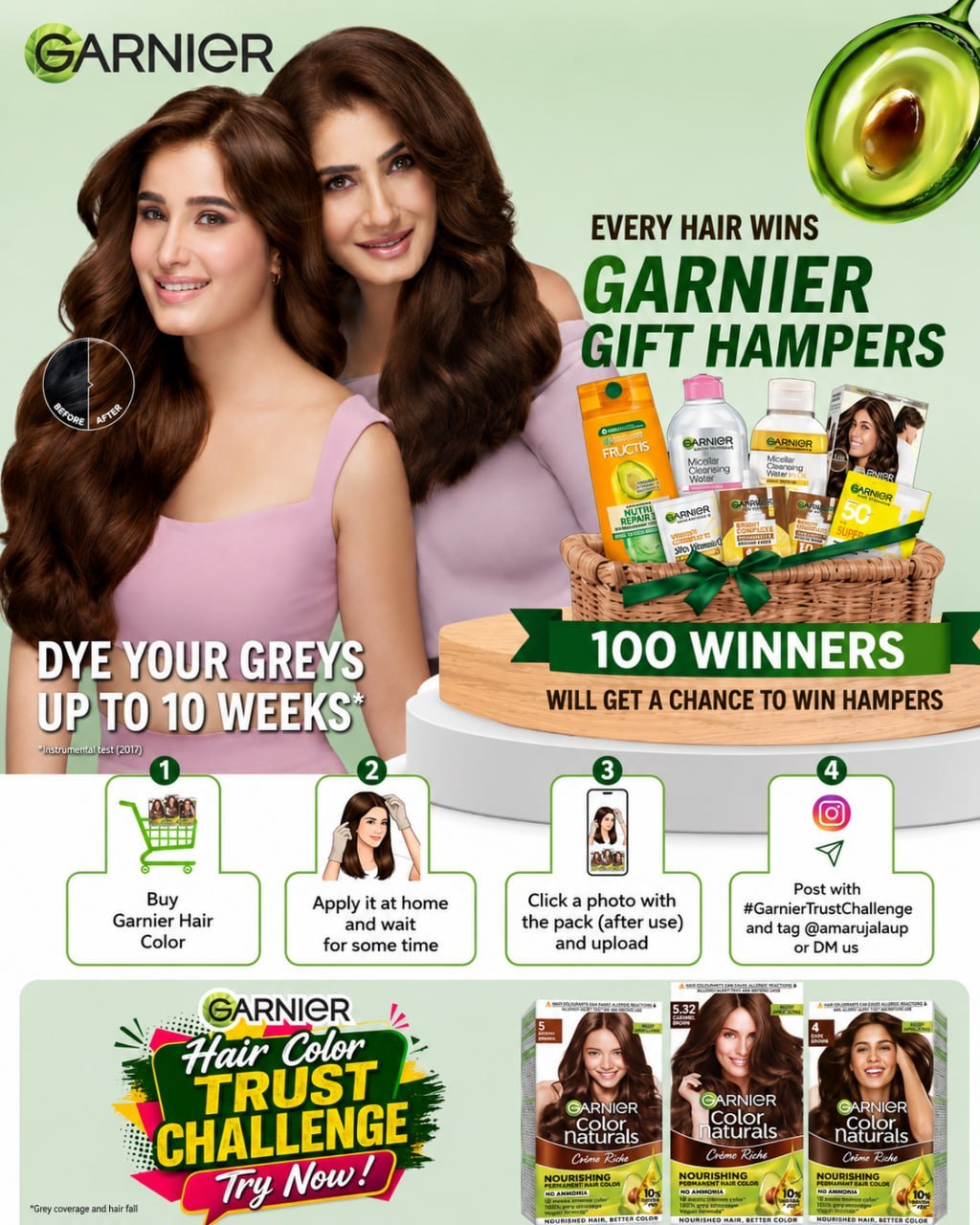 Garnier Hair Color Trust Challenge - Win ₹10,000 Gift Hampers Weekly